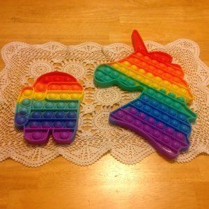 Unicorn and Spaceman Fidgit Toys, popits, bubble toys